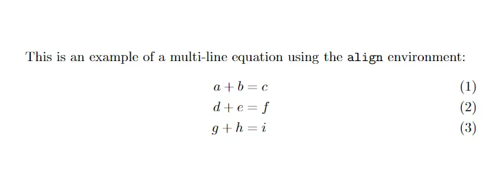 Multiple Equation in One Block using Align