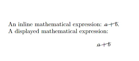 Strikethrough Text in Math Expressions