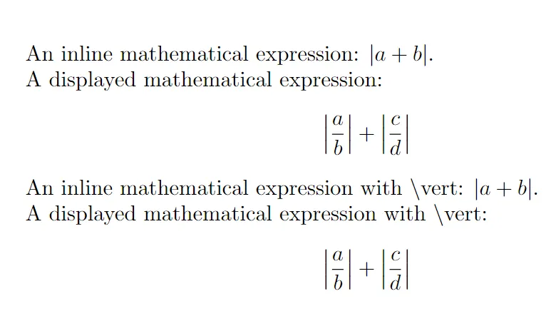 Vertical Bar in Mathematical Expressions